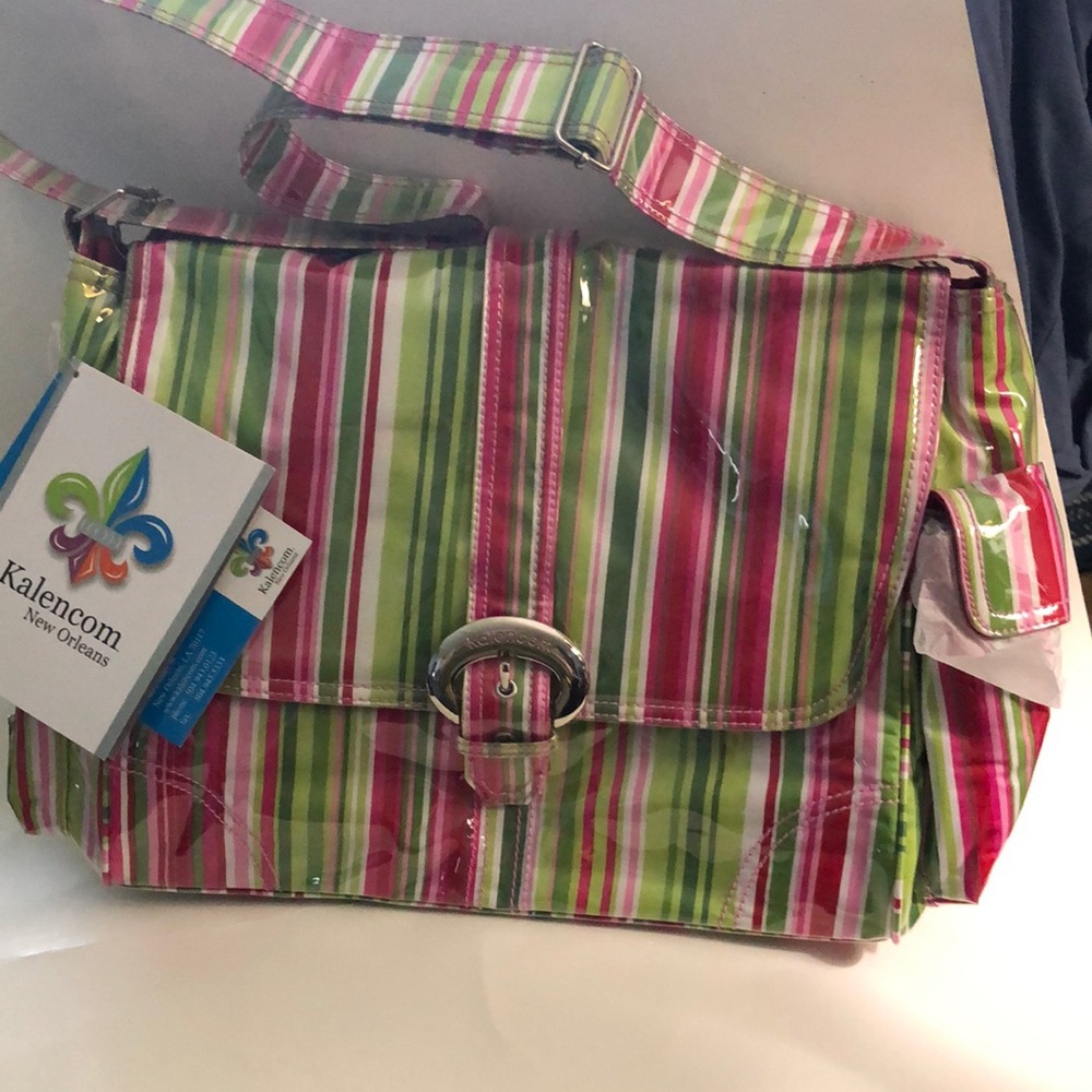 Kalencom Cheerful Green and Pink Baby Bag with Flap Closure
